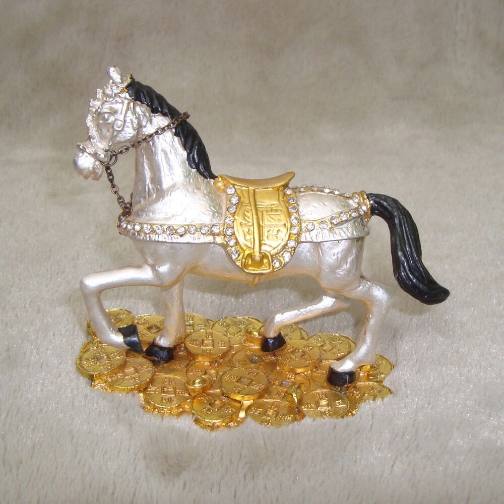 Horse Trinket Box Collectible Crystal Bejeweled Enameled Nobility Wealth